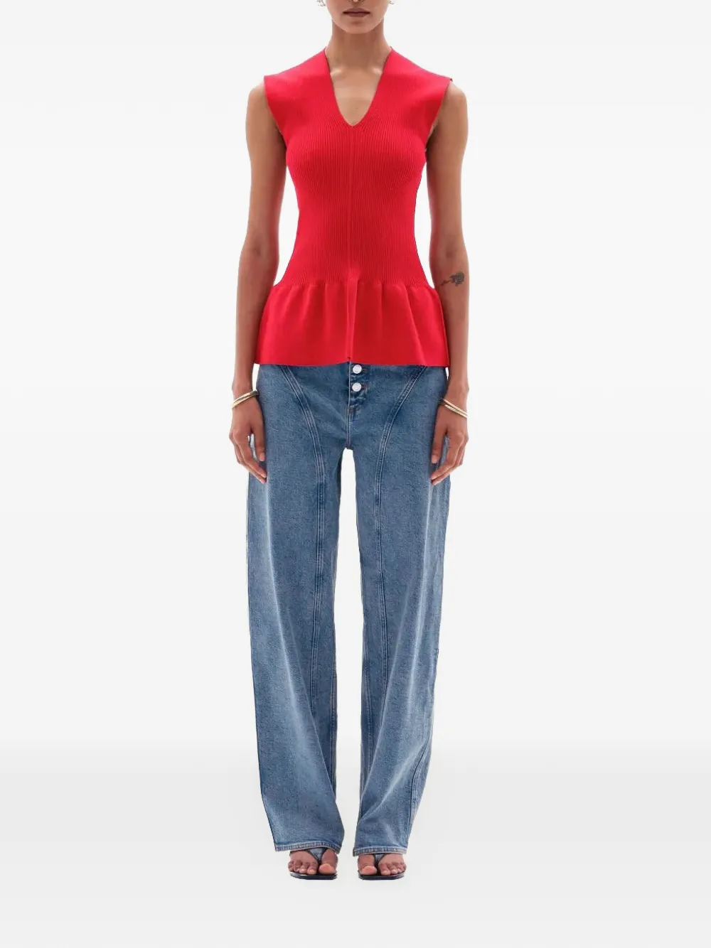 Yuzefi Top Orin con peplum - Rosso