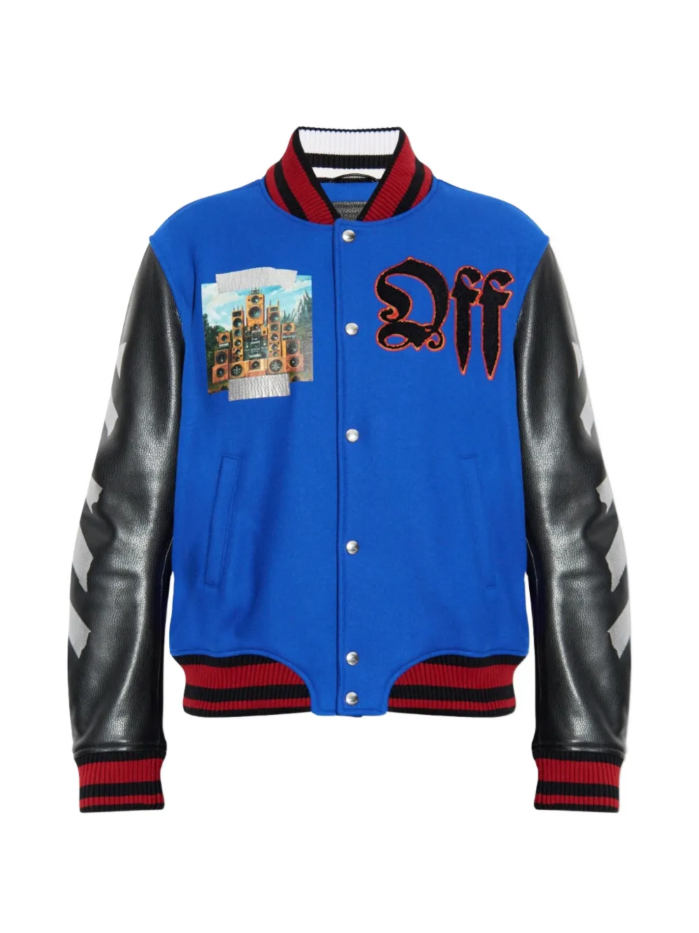 Off-White embroidery-logo bomber jacket - Blue
