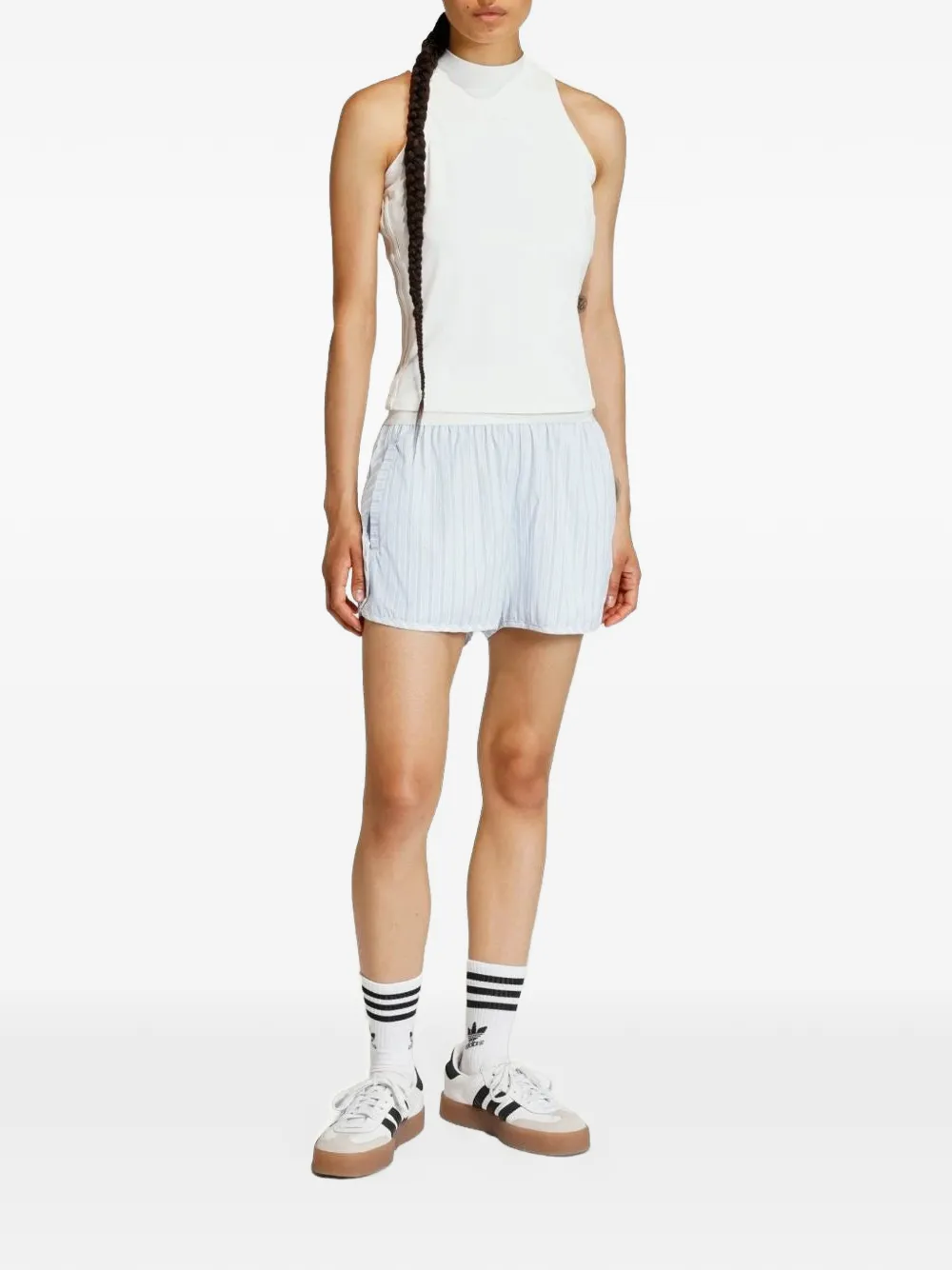  Adidas Bermudas Con Tres Rayas - Blanco 