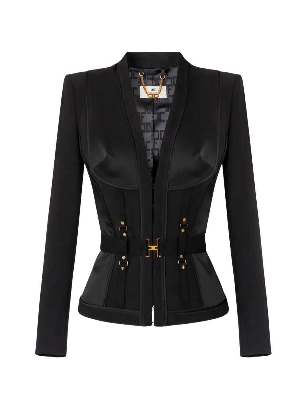 Elisabetta Franchi Bustier-Jacke mit Satineinsätzen - Schwarz