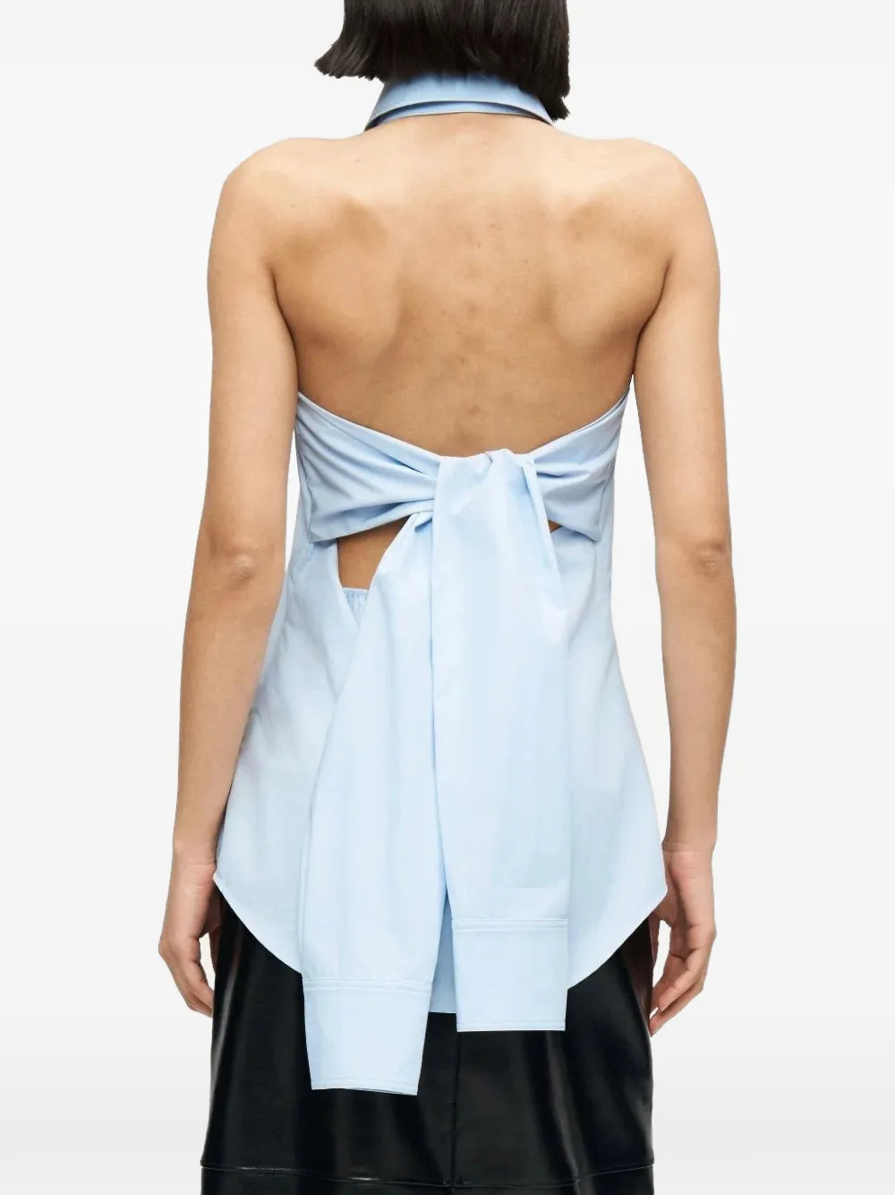 Karl Lagerfeld Popeline blouse met halternek Blauw