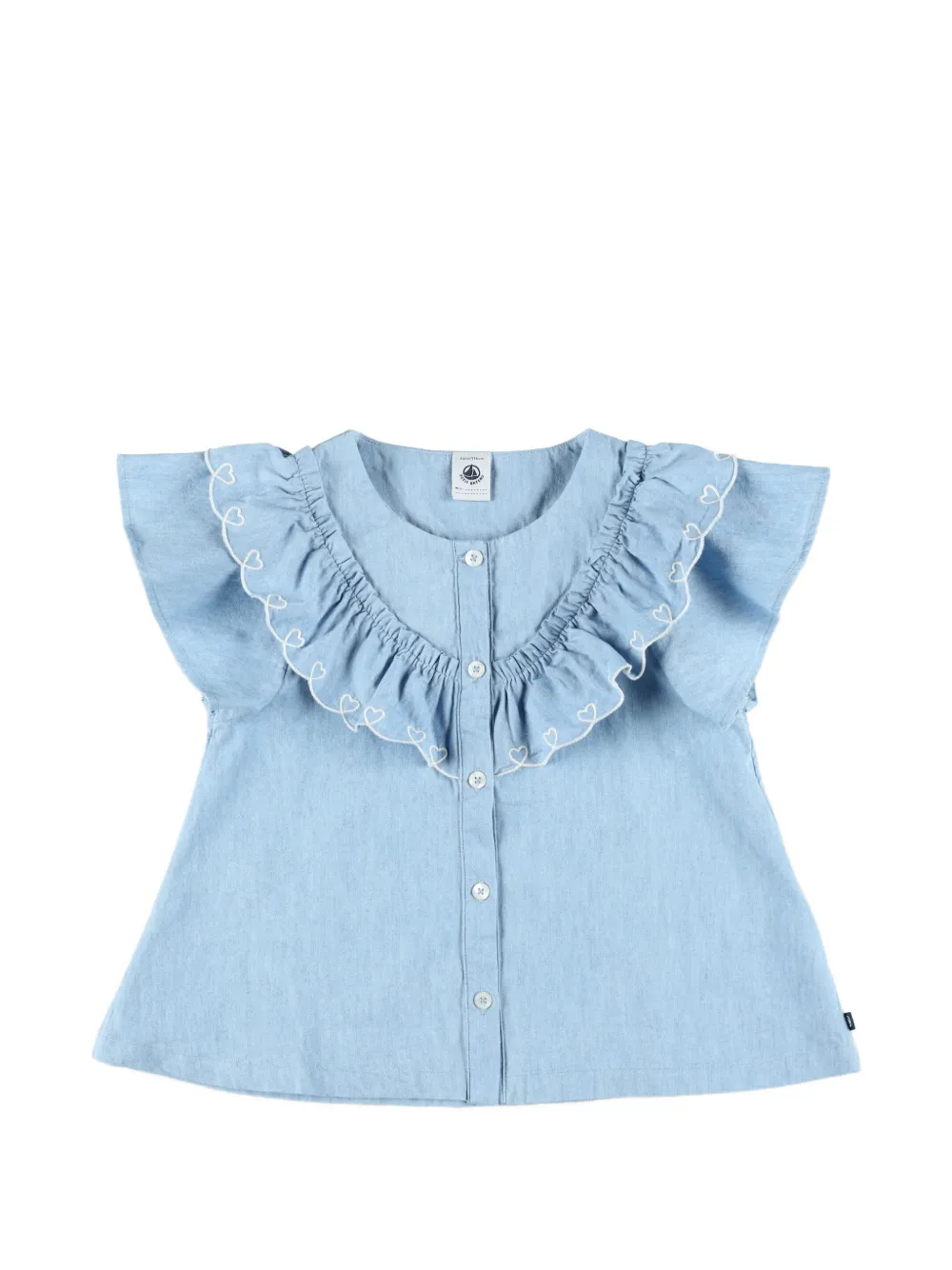 Petit Bateau embroidered ruffled shirt - Blau
