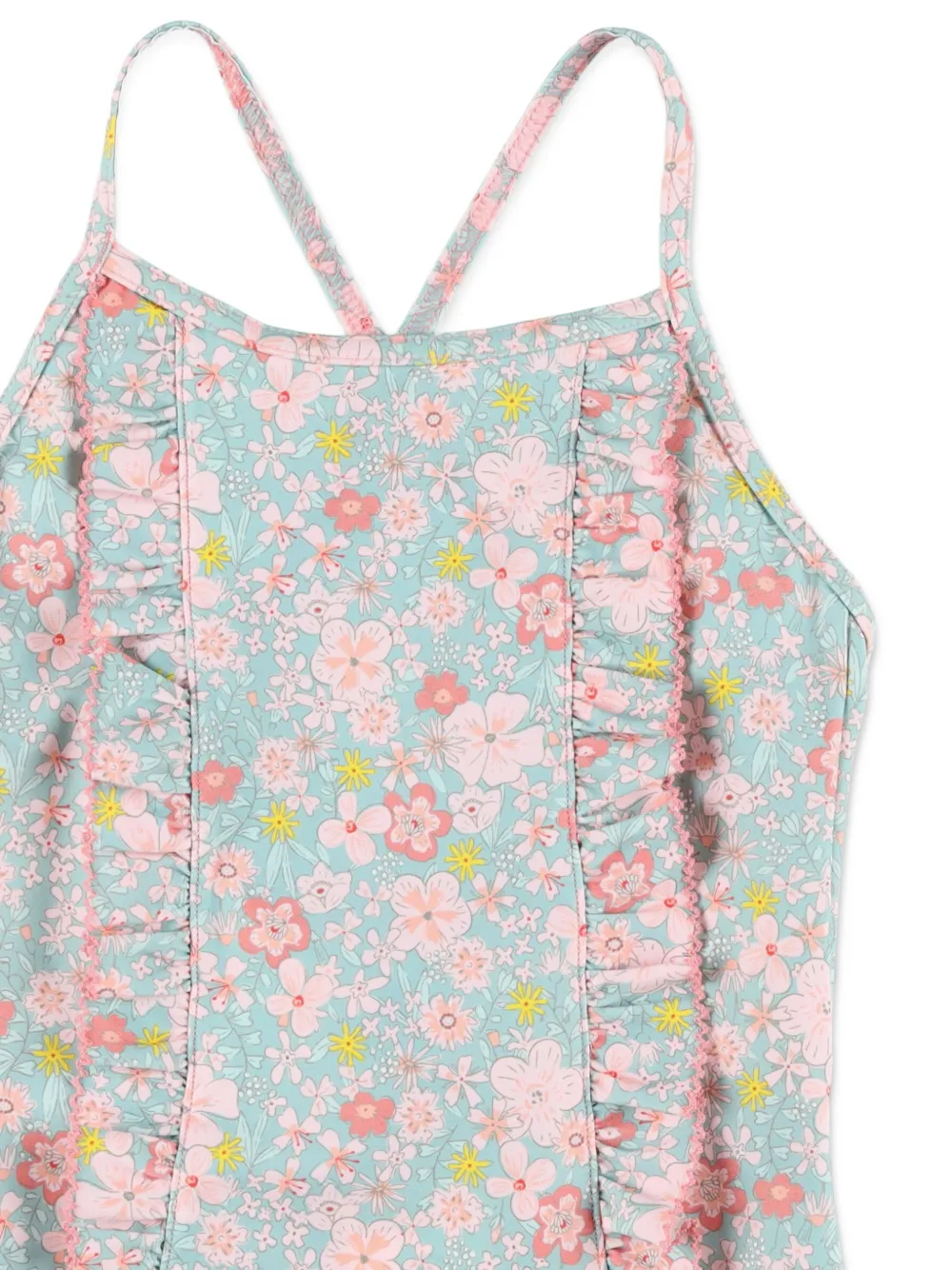 Petit Bateau Badpak met bloemen-print en ruches Blauw