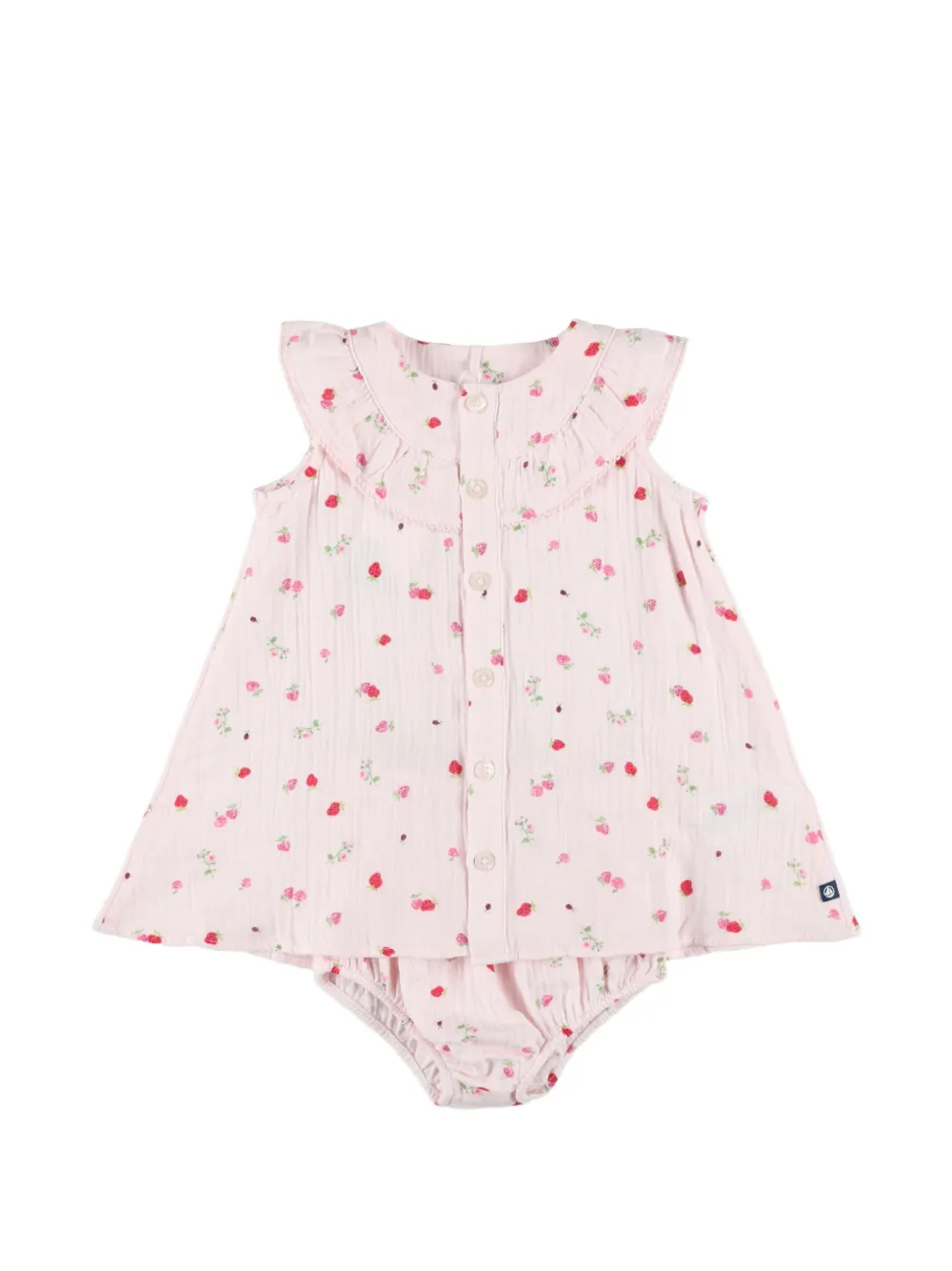 Petit Bateau strawberry-print ruffled shirt dress - Rosa