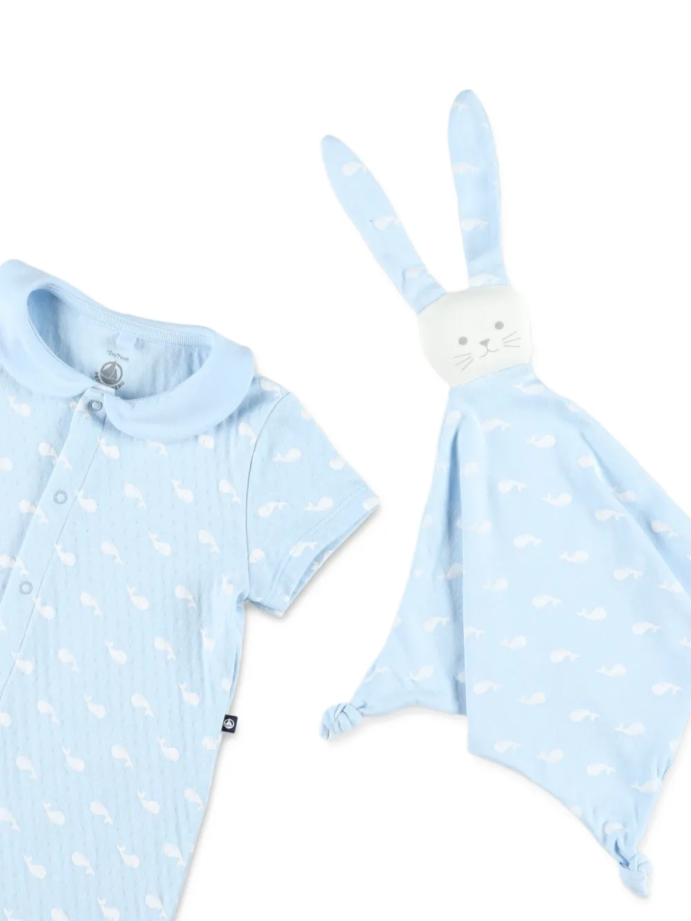 Petit Bateau Romper met walvisprint en korte mouwen Blauw