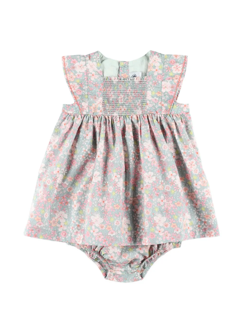 Petit Bateau floral-print smocked dress - Blau