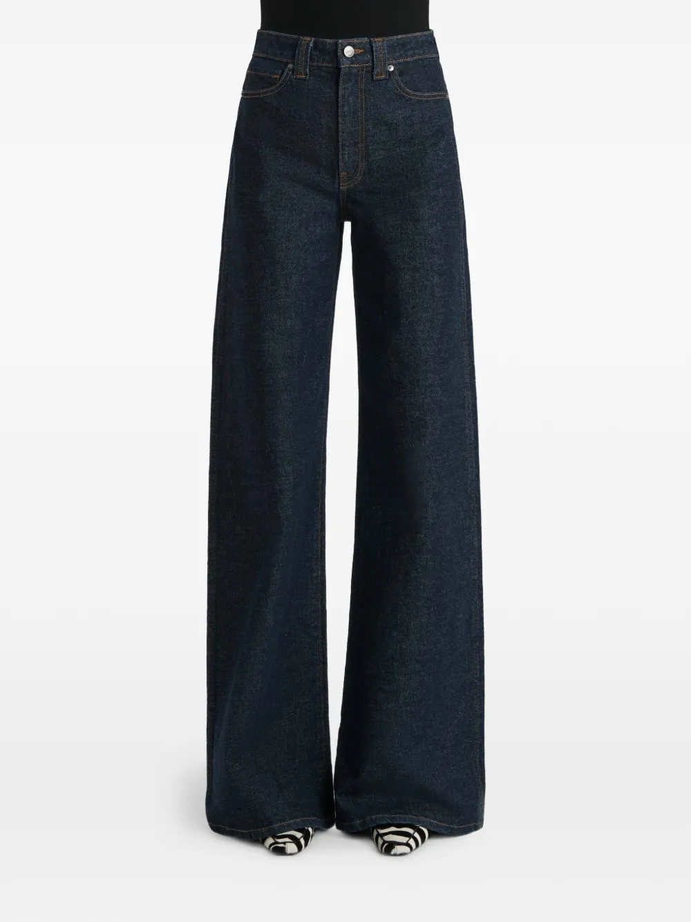 KHAITE Dane jeans met wijde pijpen Blauw