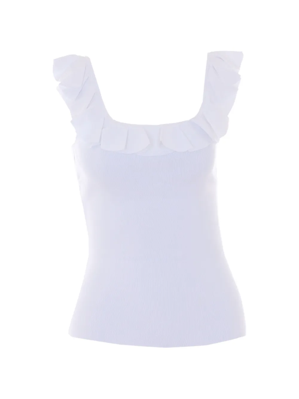 Michael Michael Kors ruffled ribbed top - Bianco