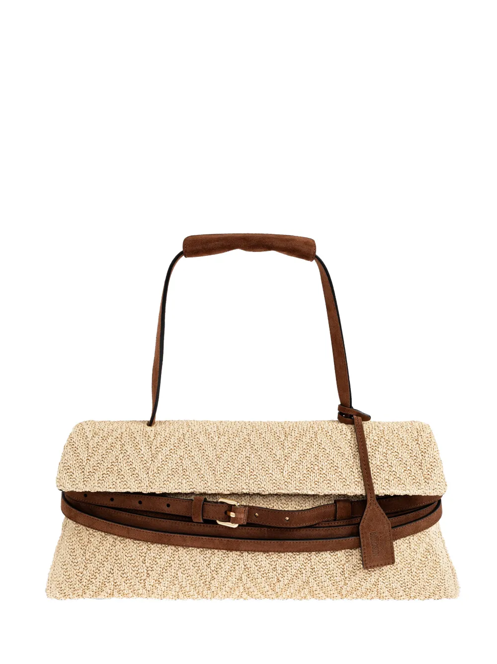 Moschino belt-detail woven tote bag - Toni neutri