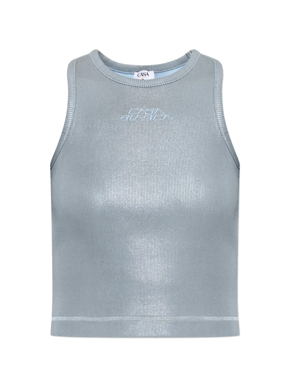 Casablanca ribbed-knit embroidered-logo top - Blau