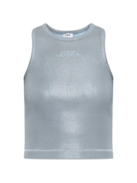 Casablanca ribbed-knit embroidered-logo top