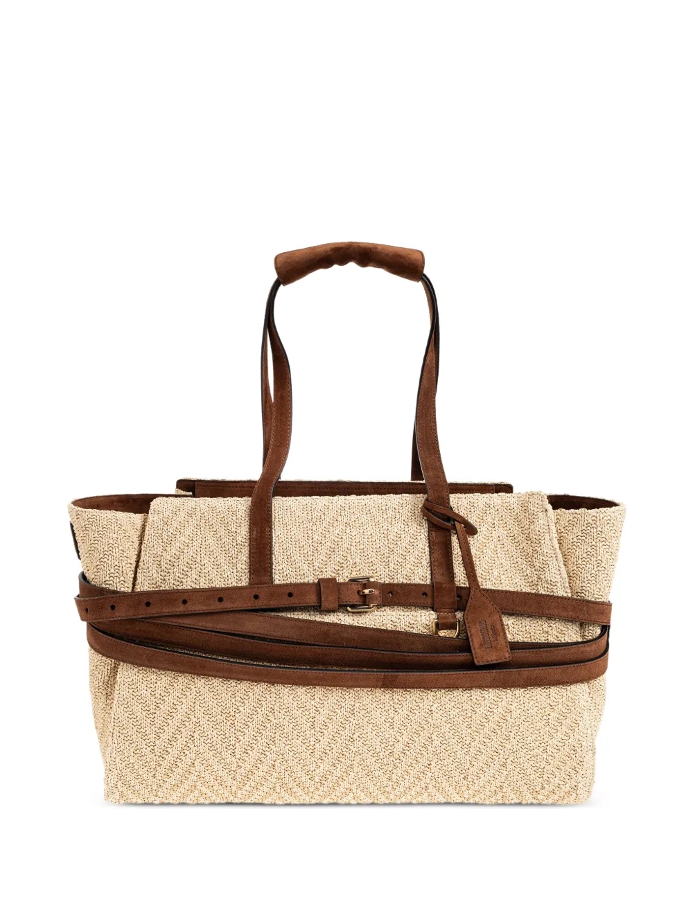 Moschino belted woven tote bag - Toni neutri