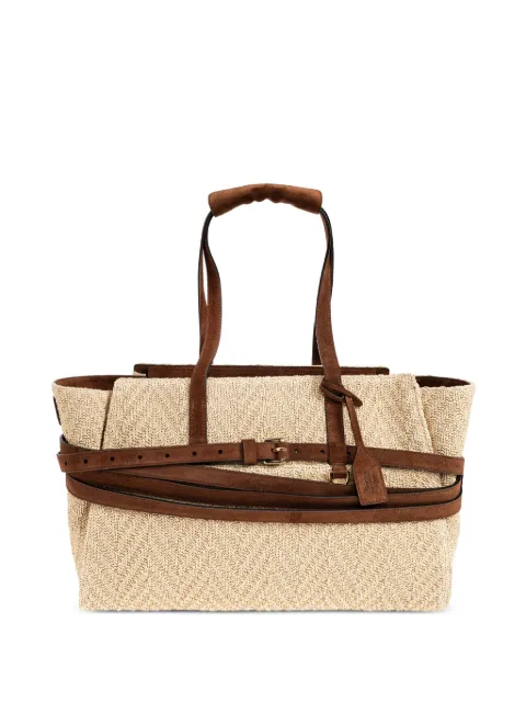 Moschino belted woven tote bag