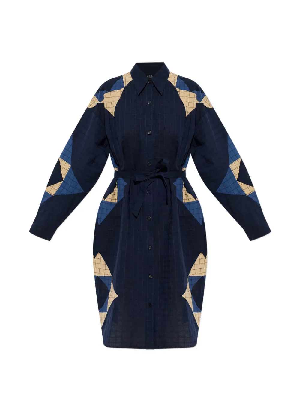A.P.C. patchwork shirt dress - Blu