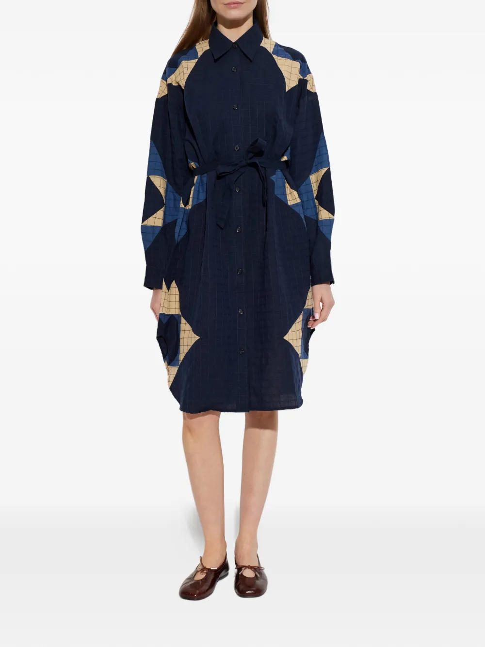 A.P.C. Midi-jurk met patchwork Blauw