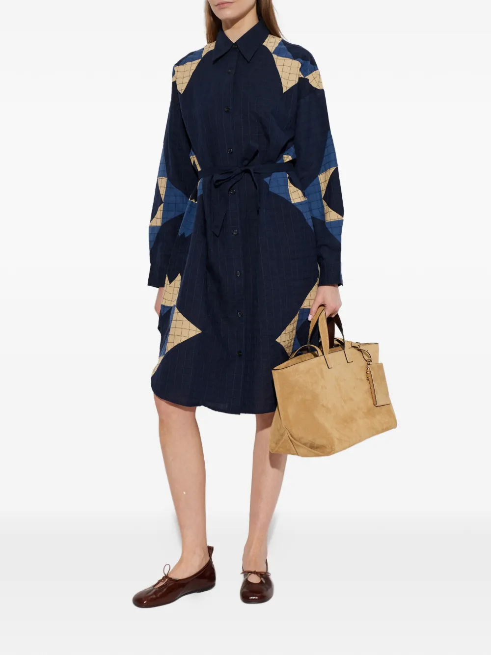 A.P.C. Midi-jurk met patchwork Blauw