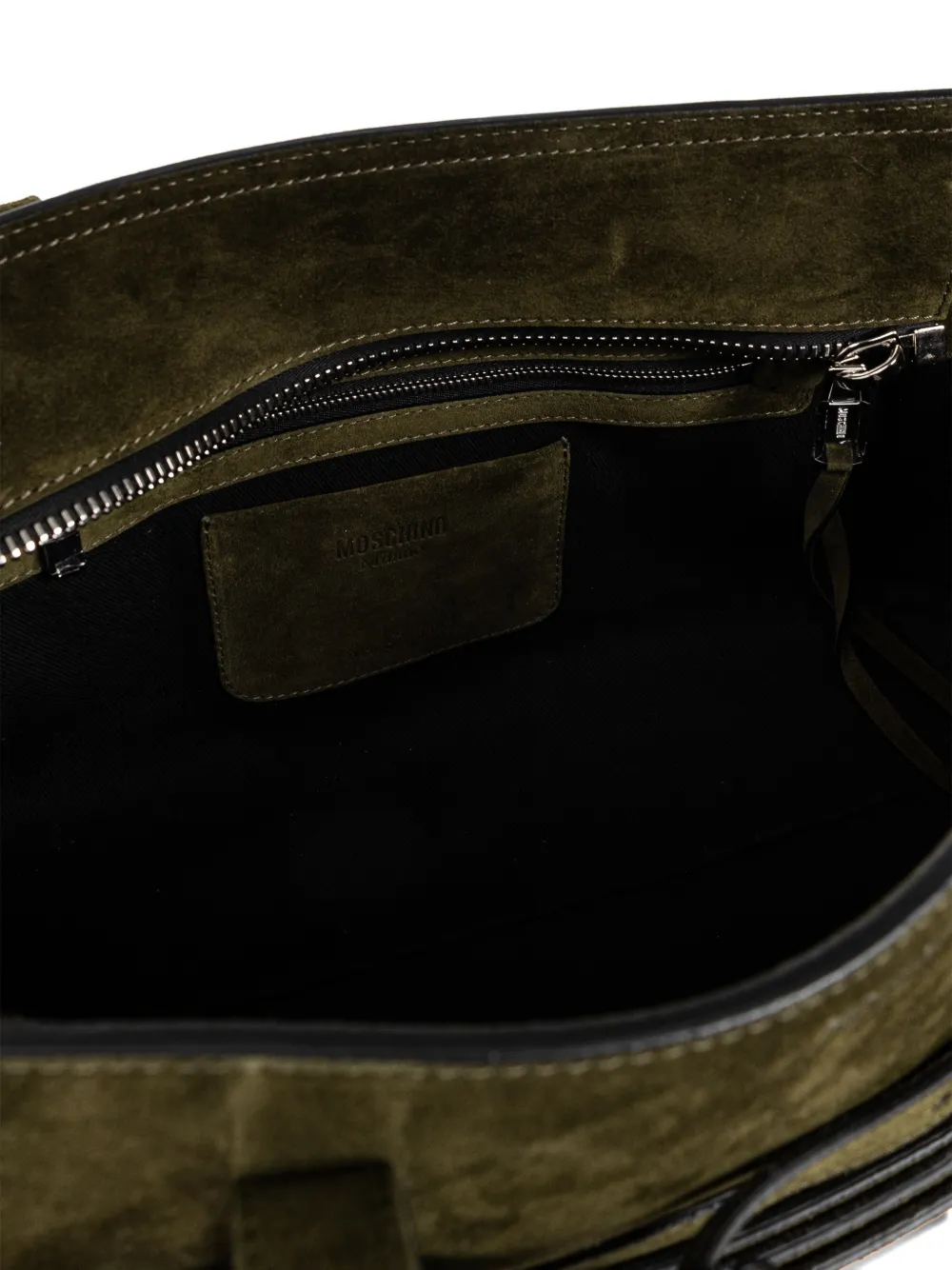 Moschino Tie Me leren shopper Groen
