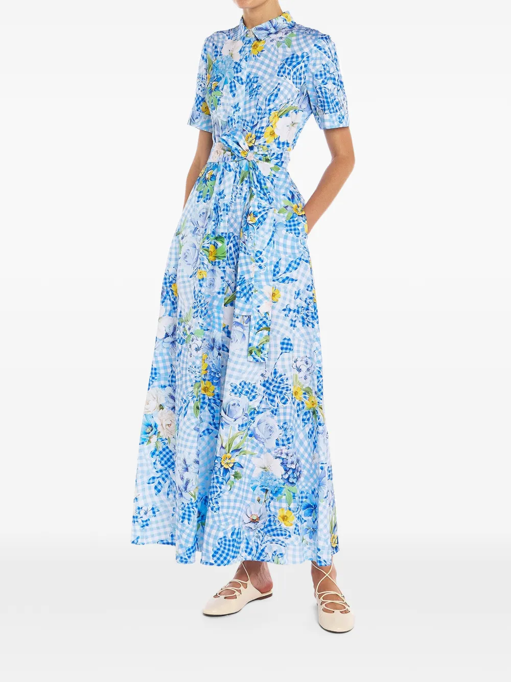 Mary Katrantzou Floral-print Gingham Maxi Dress in Blue, view 2