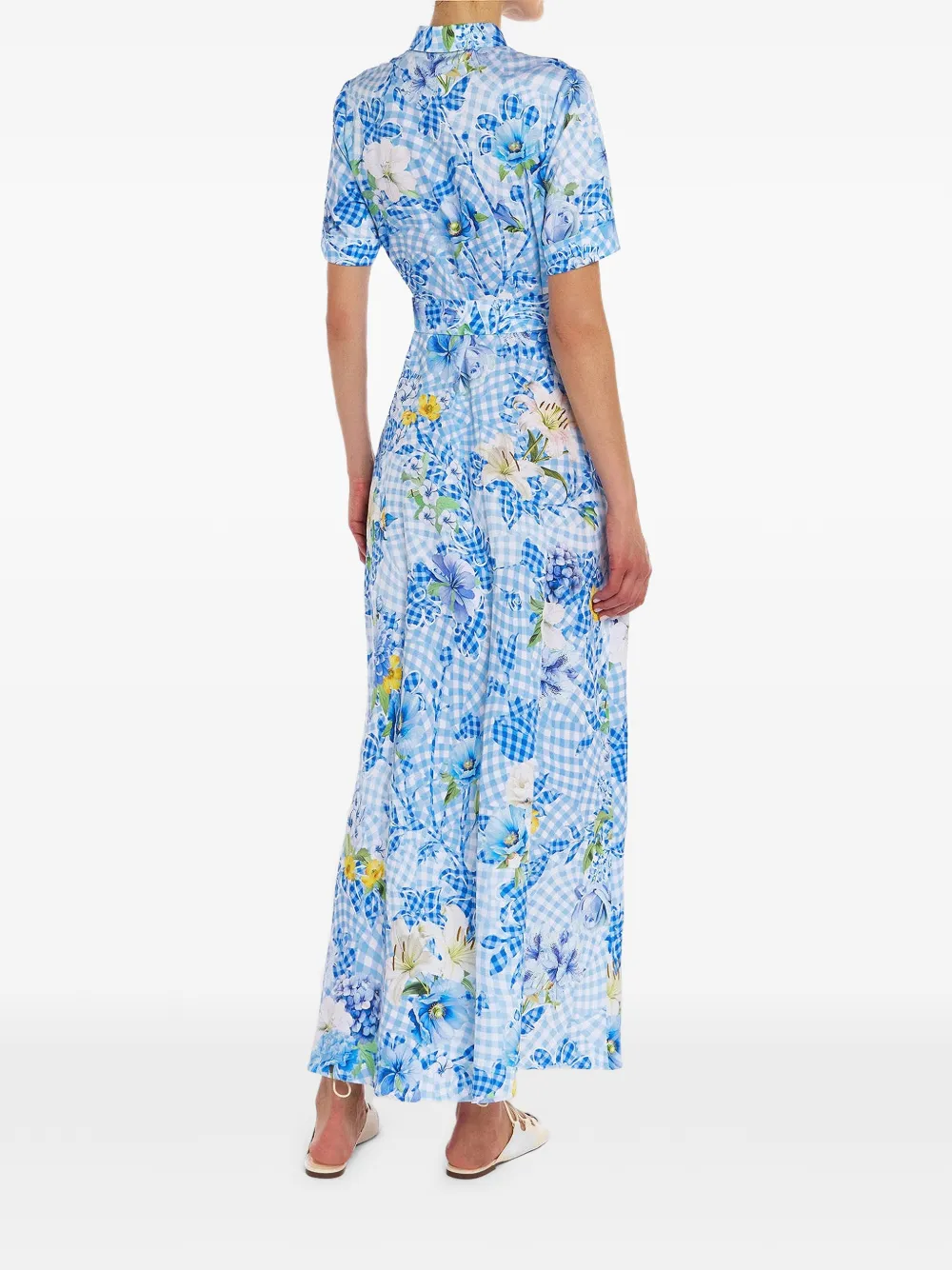 Mary Katrantzou Floral-print Gingham Maxi Dress in Blue, view 3