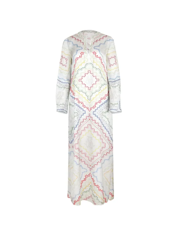 Mary Katrantzou Collins Geometric-print Kaftan Dress in White
