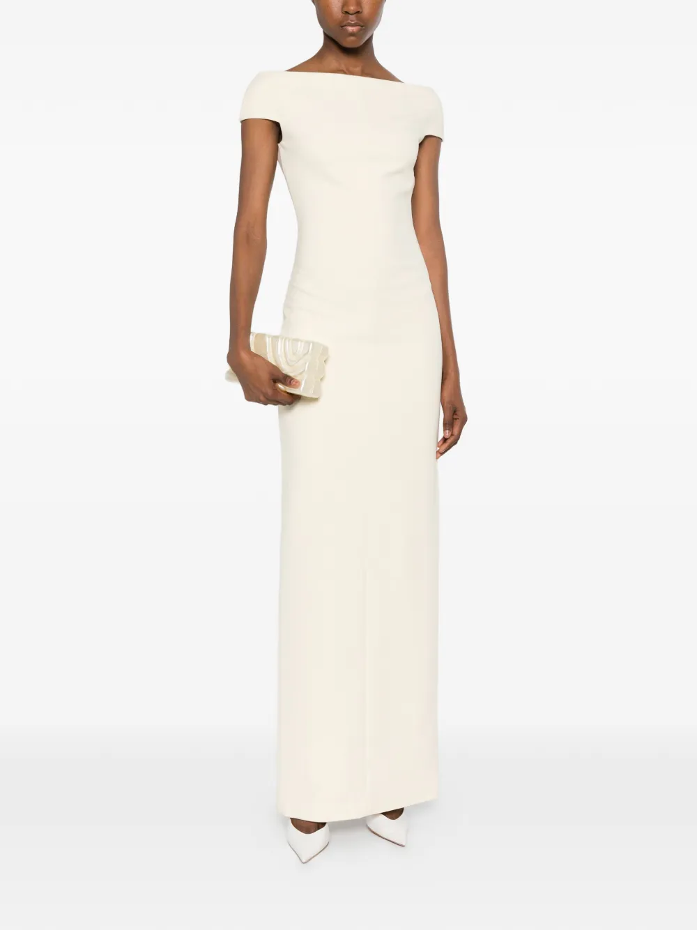 Solace London Kyra off-shoulder maxi-jurk Beige