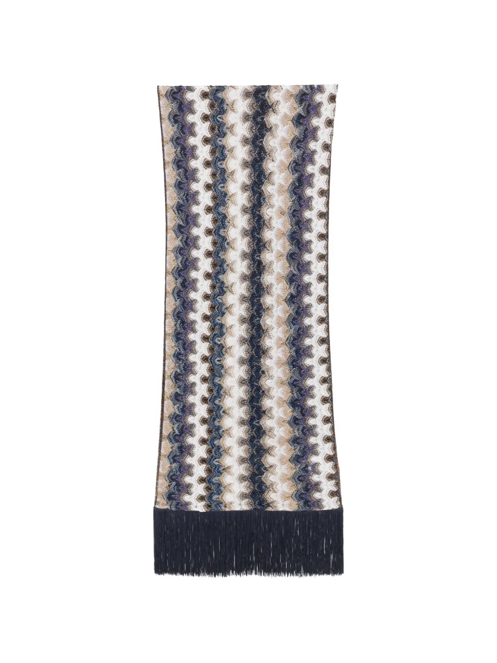 Missoni zigzag-knit fringed scarf - Toni neutri