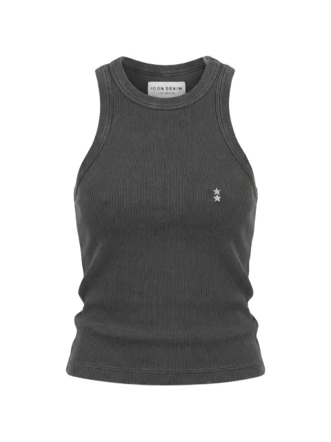 ICON DENIM star-embroidered ribbed tank top