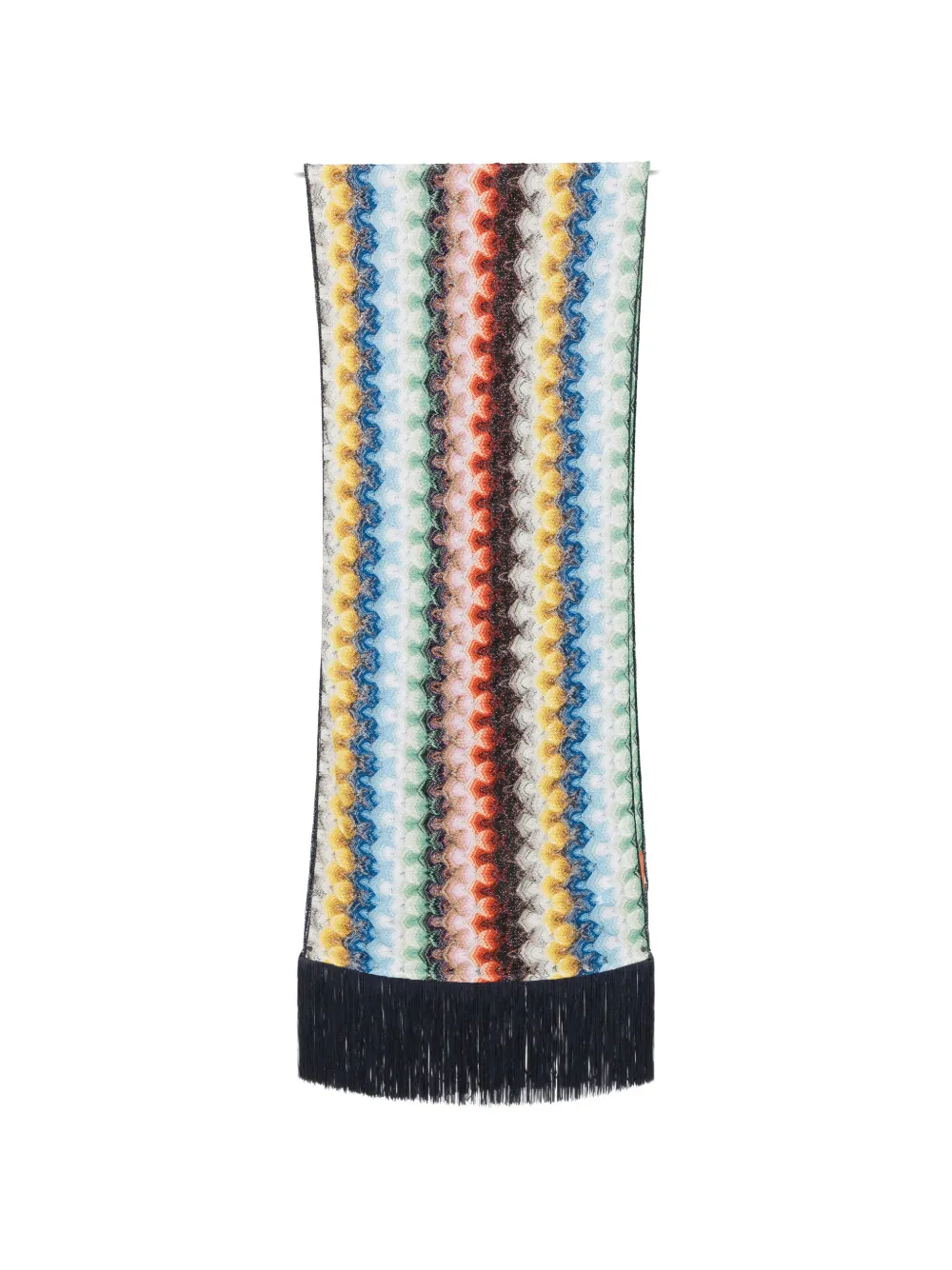 Missoni zigzag-knit fringed scarf - Bianco