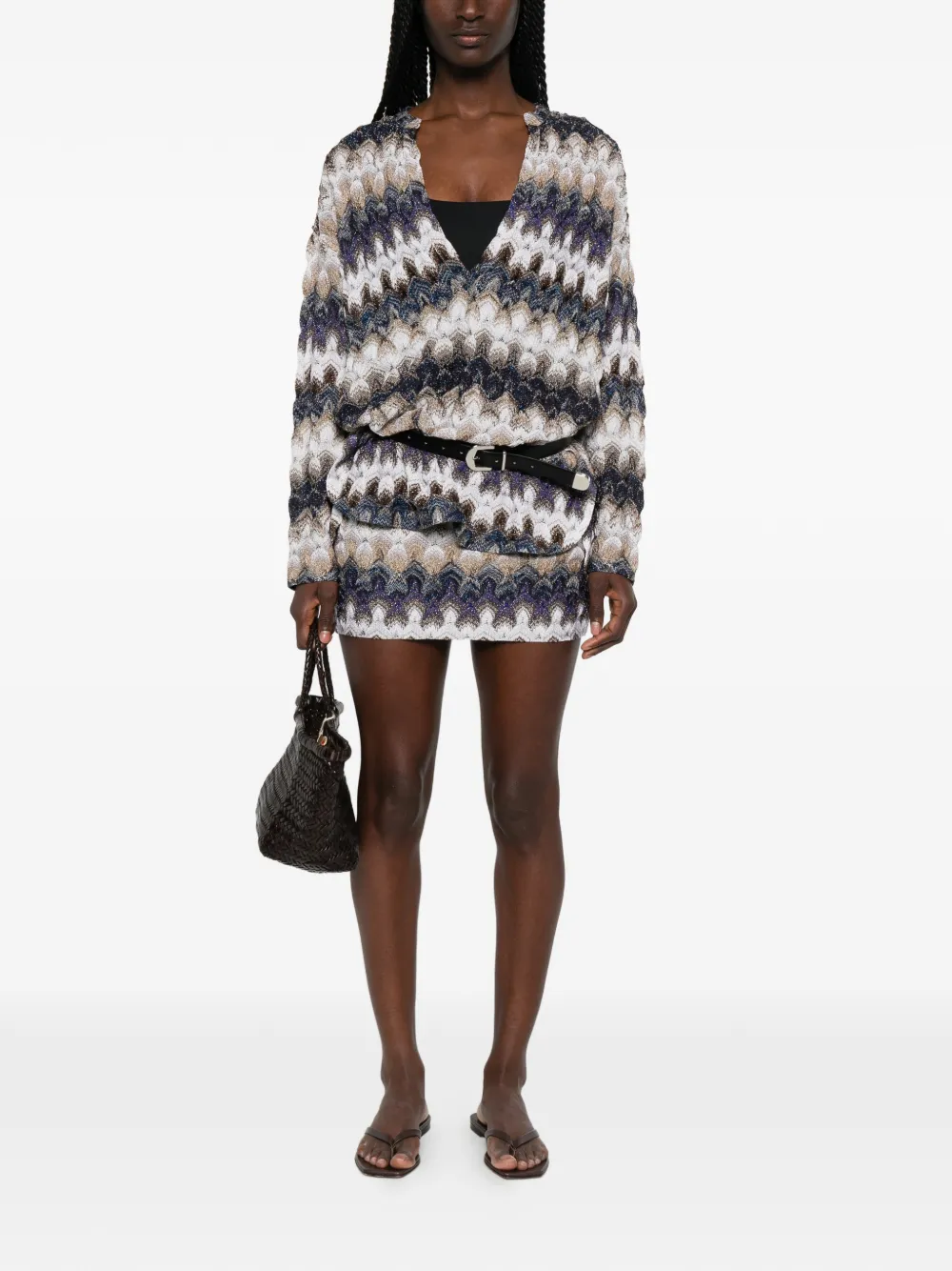 Missoni Metallic mini-rok met zigzag patroon Blauw