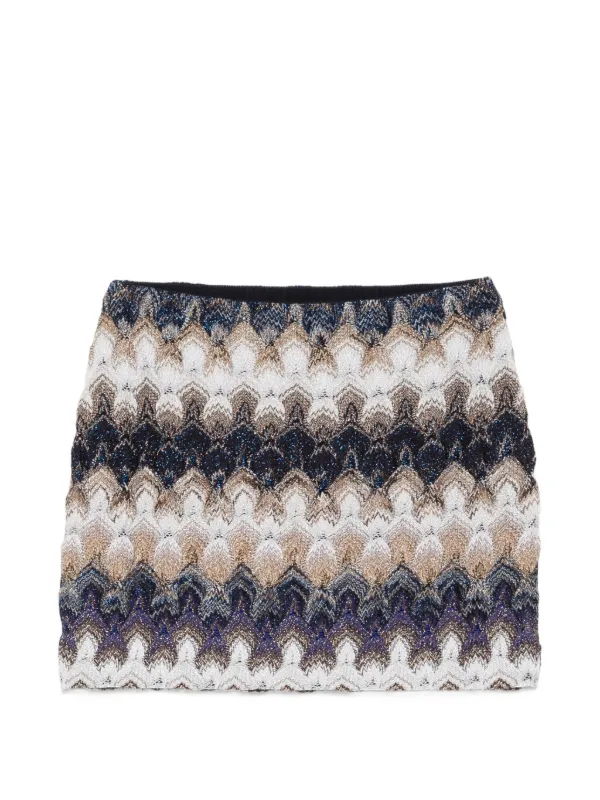 MISSONI スカート ニット ミニスカート ミッソーニ 美品 Missoni ジグザグニット ミニスカート | ブルー | FARFETCH JP