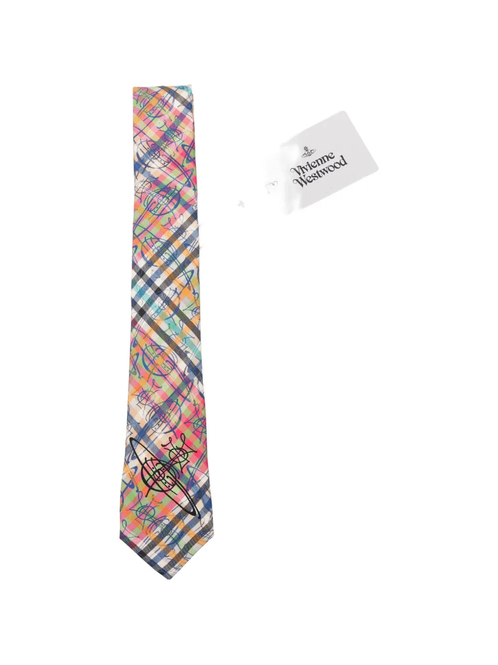 Vivienne Westwood Orb-print checked tie - Nude