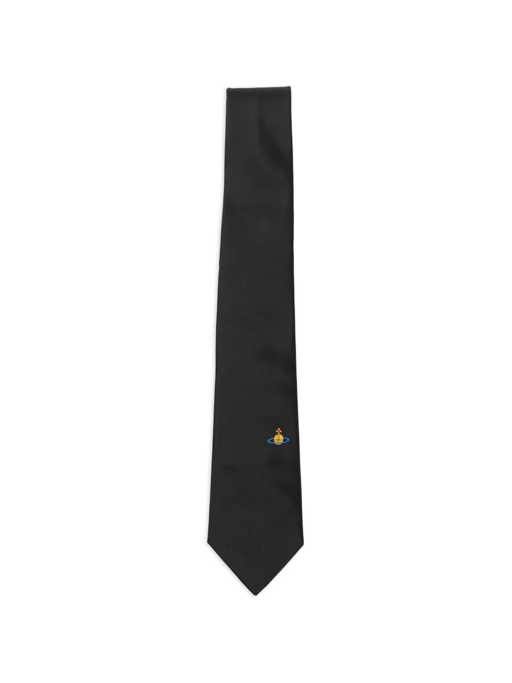 Vivienne Westwood Orb-embroidered silk tie - Nero