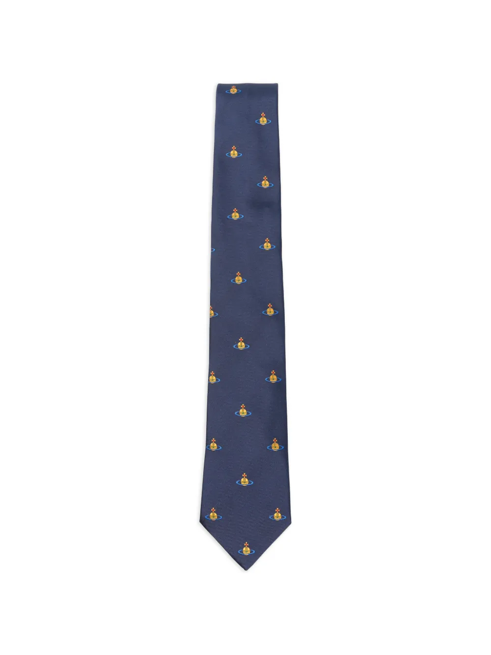 Vivienne Westwood Orb-embroidered silk tie - Blau