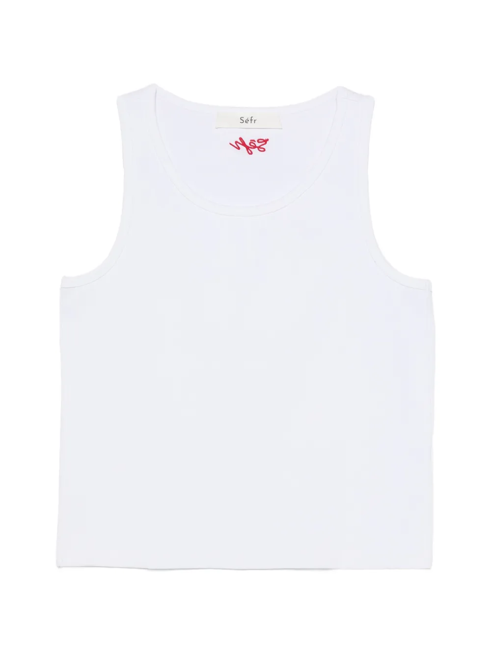 Séfr Cyril ribbed-knit logo-embroidered top - Bianco