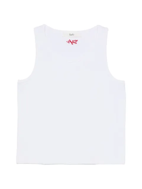 Séfr Cyril ribbed-knit logo-embroidered top