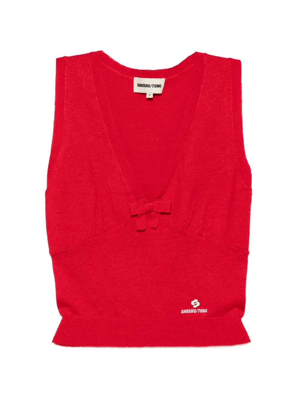 SHUSHU/TONG bow-detail knitted top - Rosso