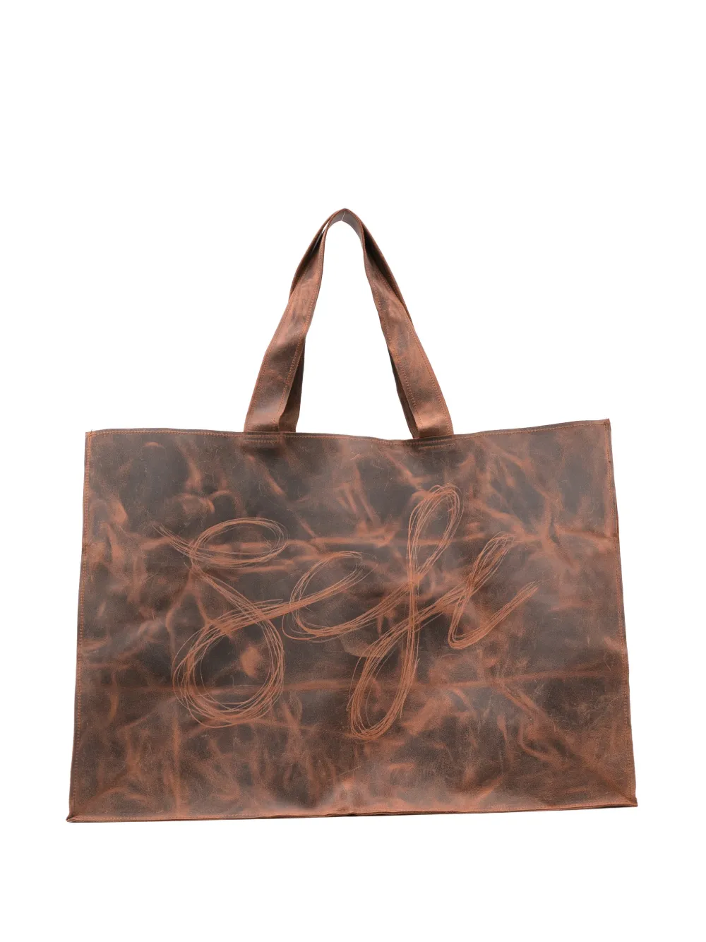 Séfr Romano logo-print leather tote bag - Marrone