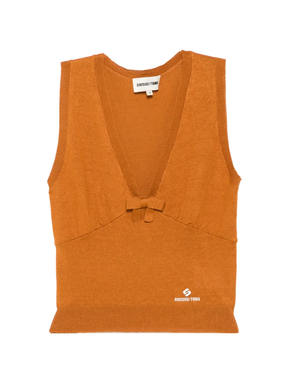 SHUSHU/TONG bow-detail knitted tank top - Marrone