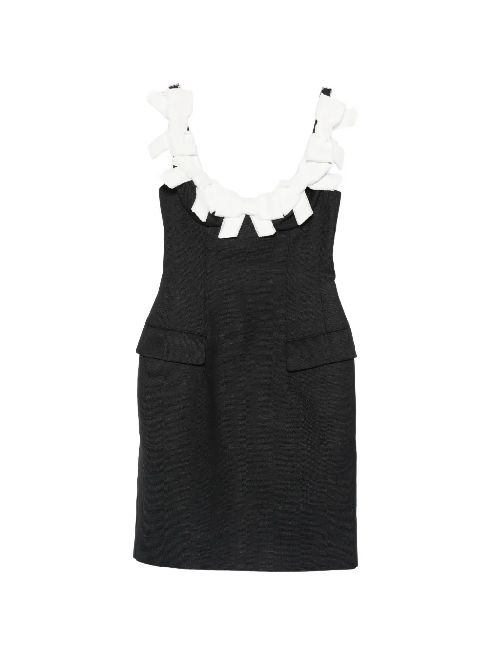 SHUSHU/TONG bow-embellished flap-pocket mini dress - Blu