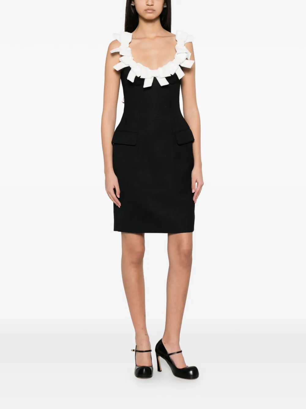 SHUSHU TONG Mini-jurk verfraaid met strik en klepzak Blauw