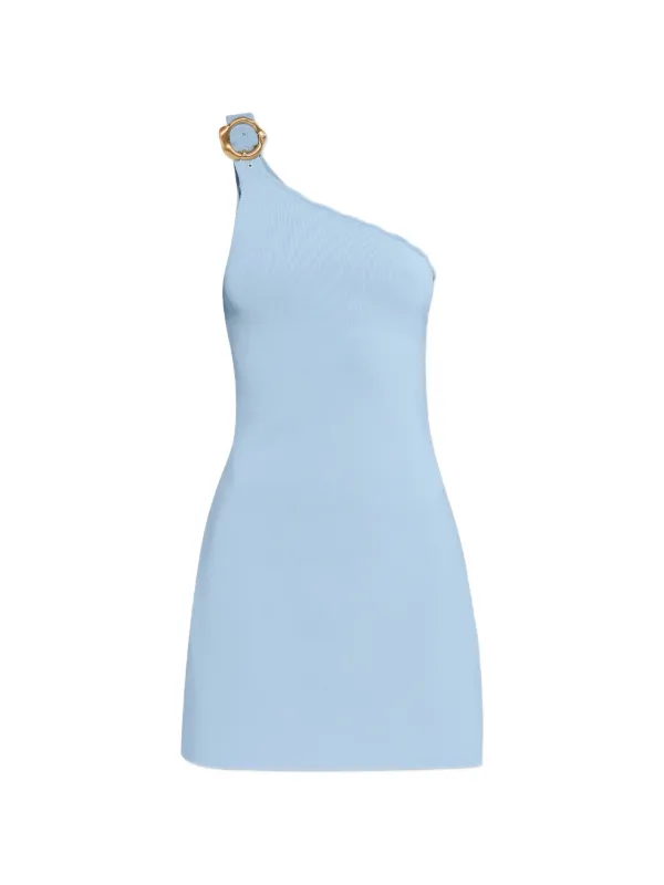 cult gaia one shoulder dress Florence one-shoulder tie-detailed silk maxi dress - bright blue