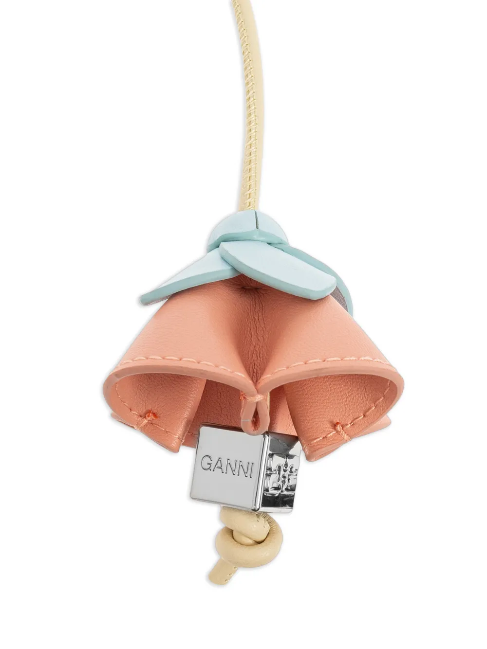 GANNI Leren tasaccessoire met bloemdetail Beige