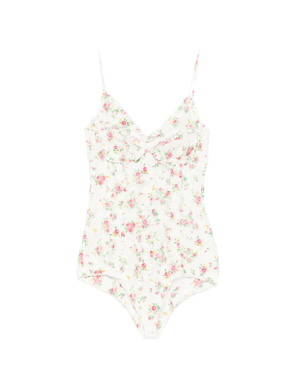 SHUSHU/TONG floral-print ruffled bodysuit - Bianco