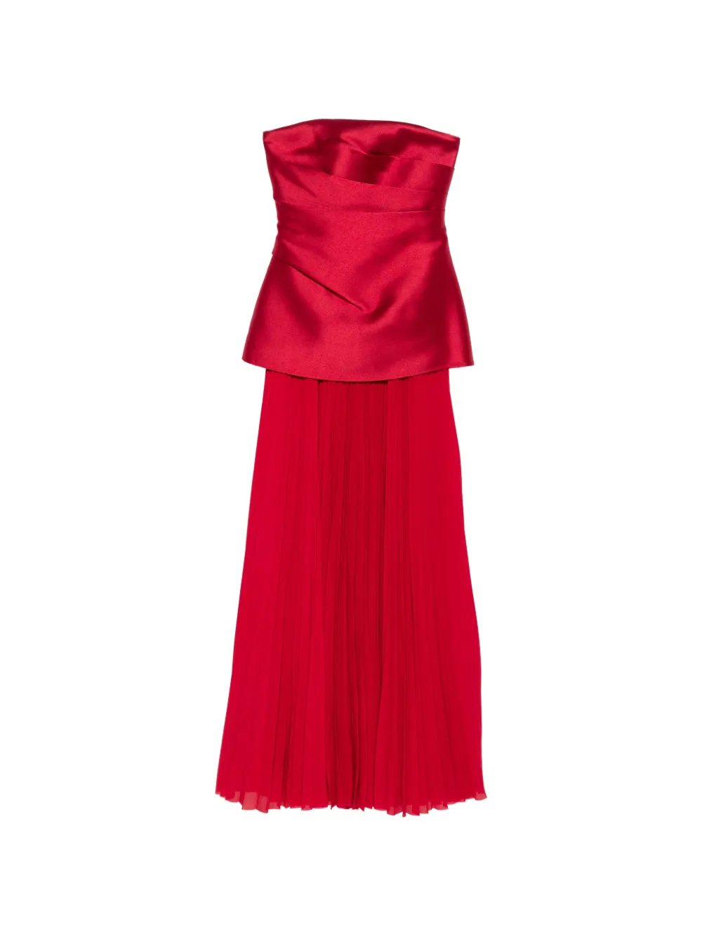 Solace London Claudette strapless pleated dress - Rosso