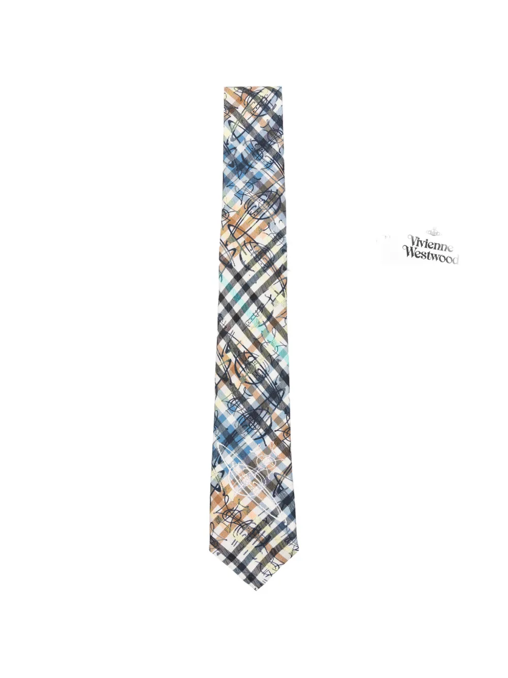 Vivienne Westwood Orb-print check-pattern tie - Braun