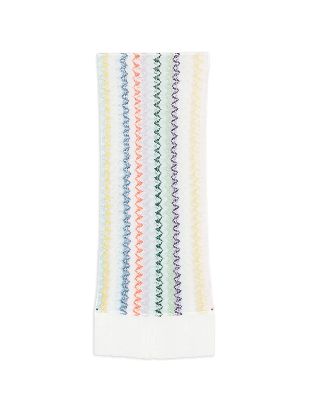 Missoni zigzag-knit fringed scarf - Bianco