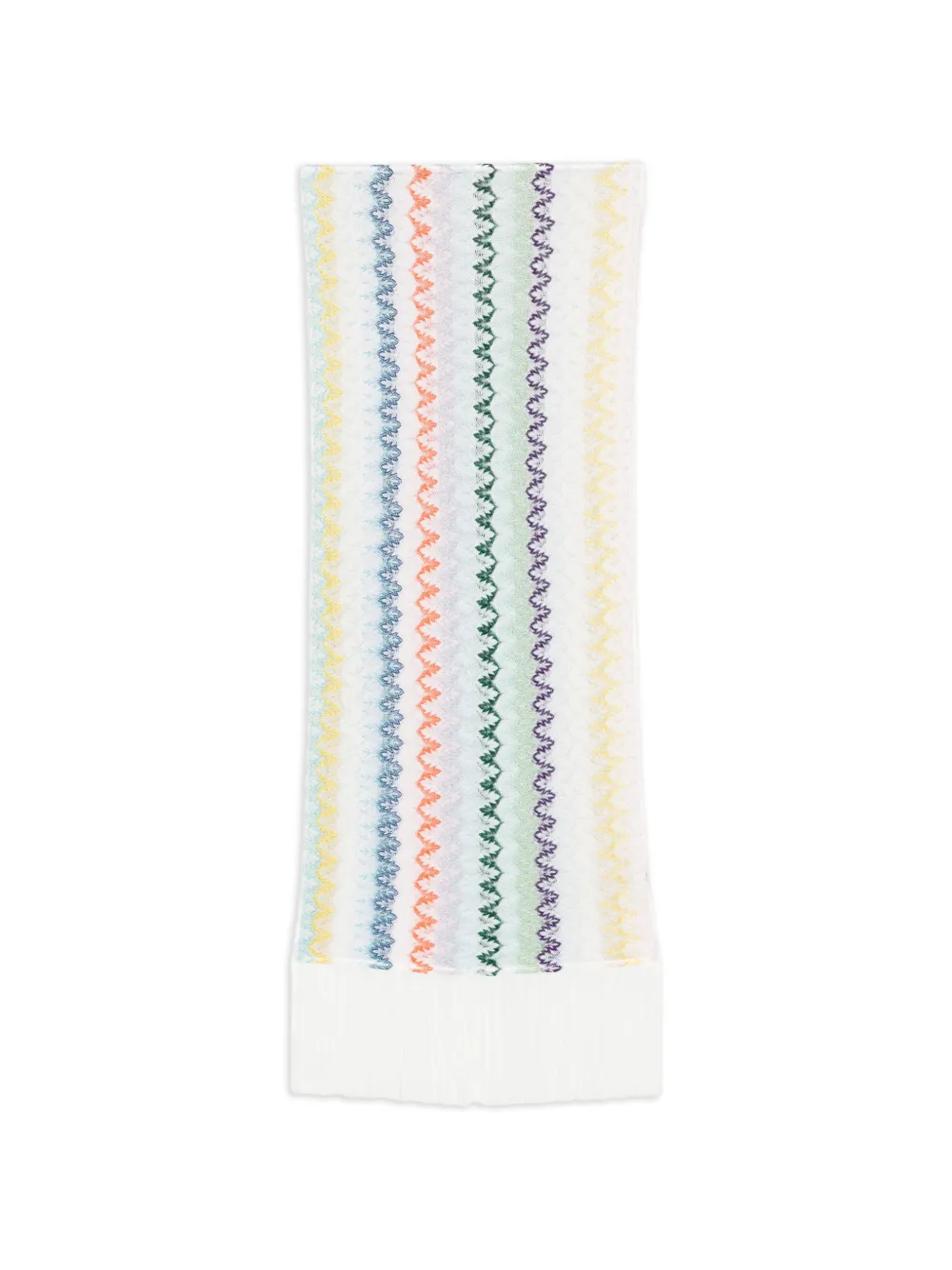 Missoni zigzag-knit fringed scarf - Bianco