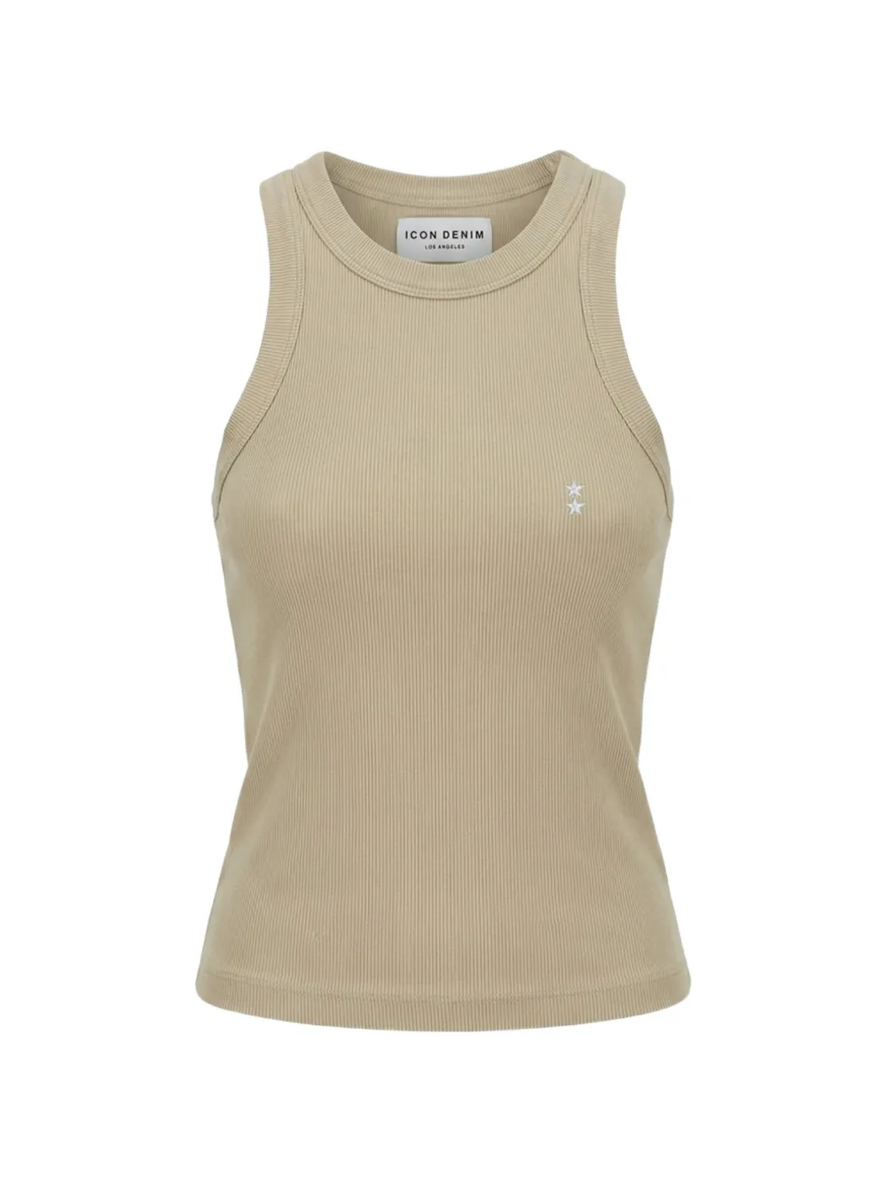 ICON DENIM Luna ribbed-knit star-embroidered tank top - Toni neutri