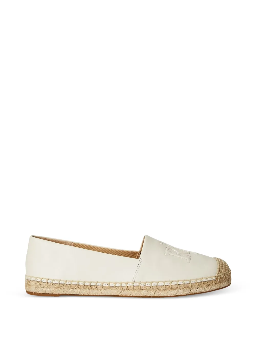 Lauren Ralph Lauren Cameryn embroidered-logo leather espadrilles Beige