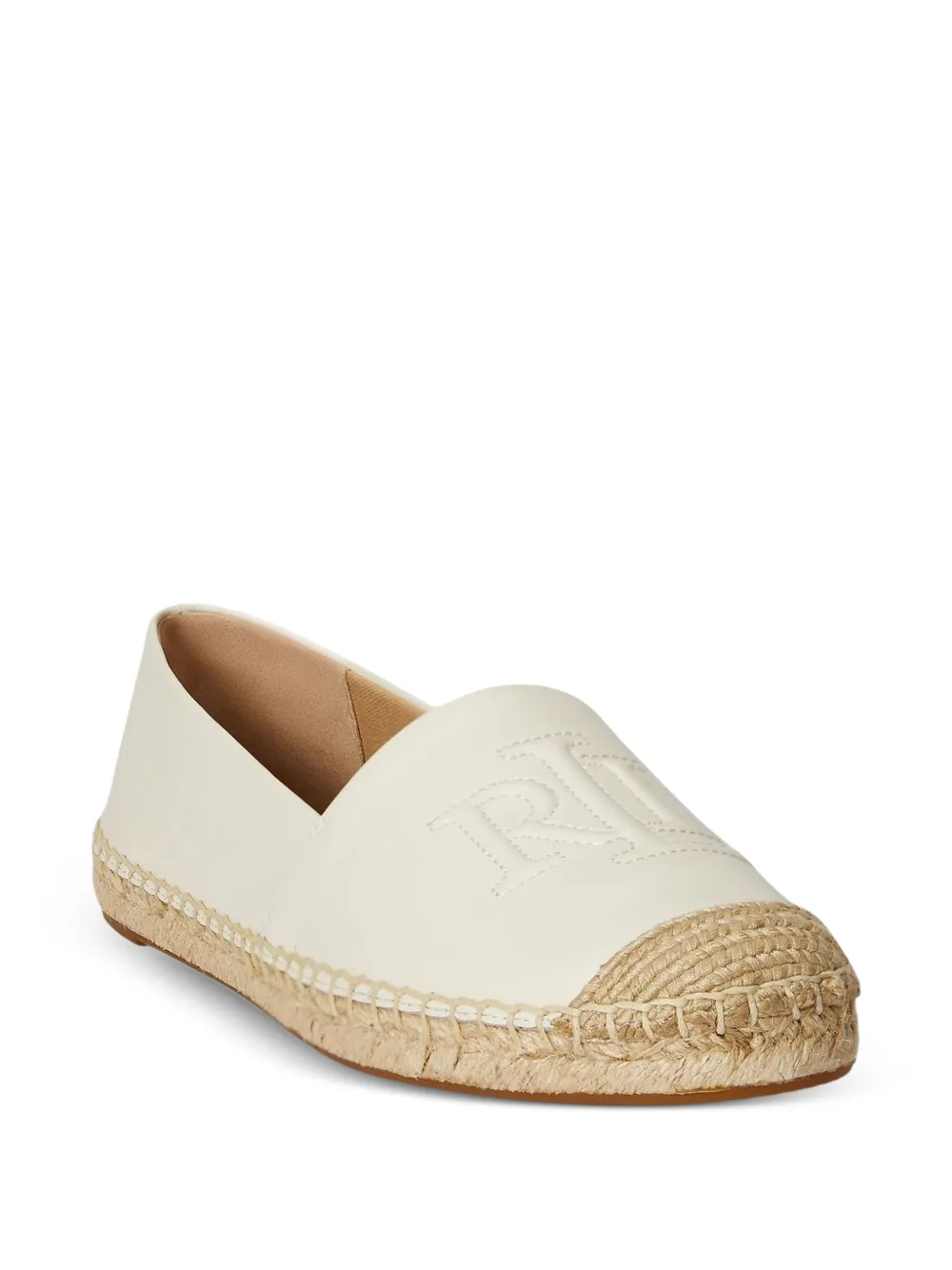 Lauren Ralph Lauren Cameryn embroidered-logo leather espadrilles Beige
